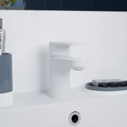 Robinet Lavabo Et Vasque|GoodHome Mitigeur de lavabo blanc Cavally