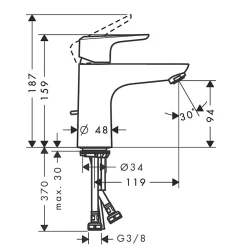 Robinet Lavabo Et Vasque|Hansgrohe Mitigeur de lavabo chromé Ecos L