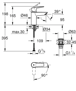 Grohe Mitigeur de lavabo chromé Start