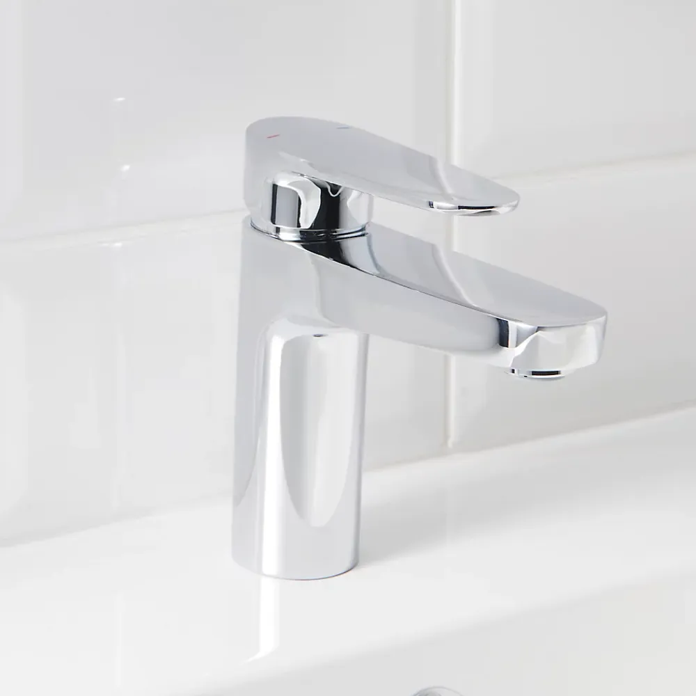 GoodHome Mitigeur de lavabo chromé taille M avec bonde clic-clac, Cavally