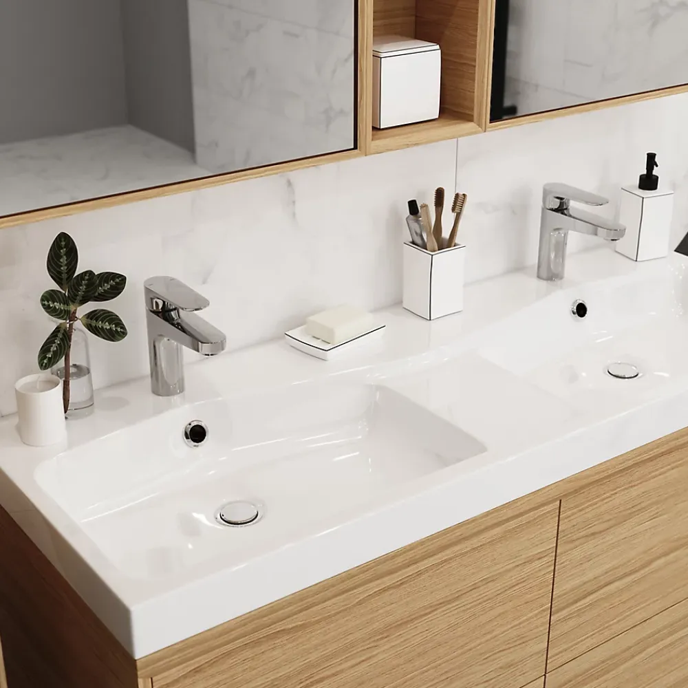 GoodHome Mitigeur de lavabo chromé taille M avec bonde clic-clac, Cavally