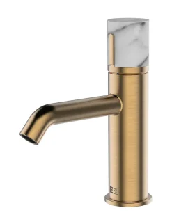 Robinet Lavabo Et Vasque|Essebagno Mitigeur de lavabo cuivre et marbre blanc Manopola