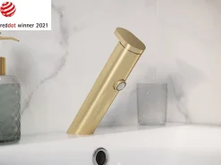 Robinet Lavabo Et Vasque|GoodHome Mitigeur de lavabo doré brossé Nyasa