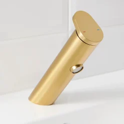 Robinet Lavabo Et Vasque|GoodHome Mitigeur de lavabo doré brossé Nyasa