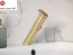 Robinet Lavabo Et Vasque|GoodHome Mitigeur de lavabo doré brossé Nyasa