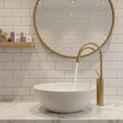 Robinet Lavabo Et Vasque|Signature Mitigeur de lavabo doré L - Installation facile et finition premium