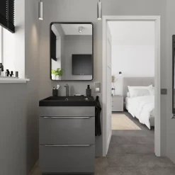 Robinet Lavabo Et Vasque|GoodHome Mitigeur de lavabo H.17,4 cm, gun metal, Kolima
