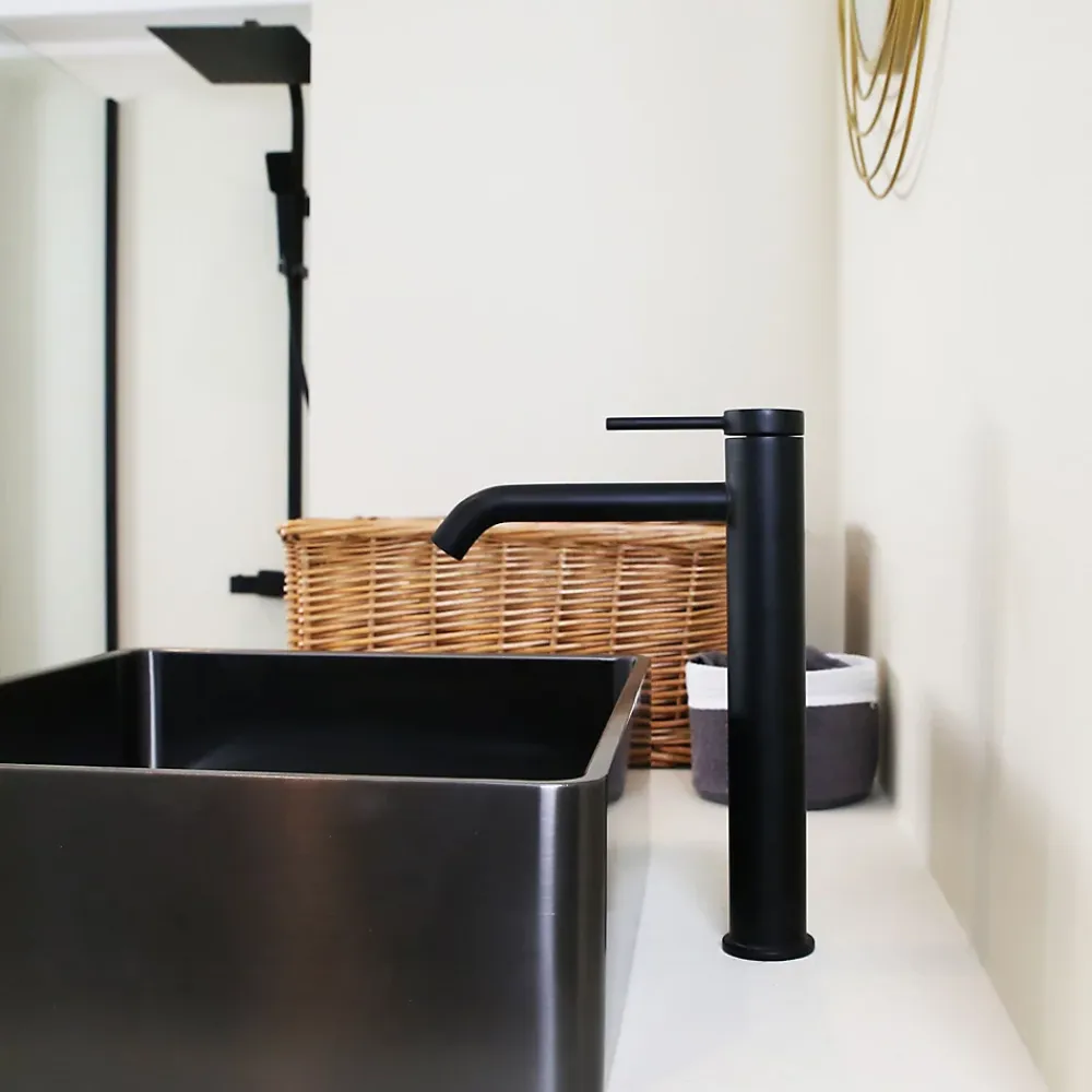 Essebagno Mitigeur de lavabo H.27,6 cm, noir, Lollipop