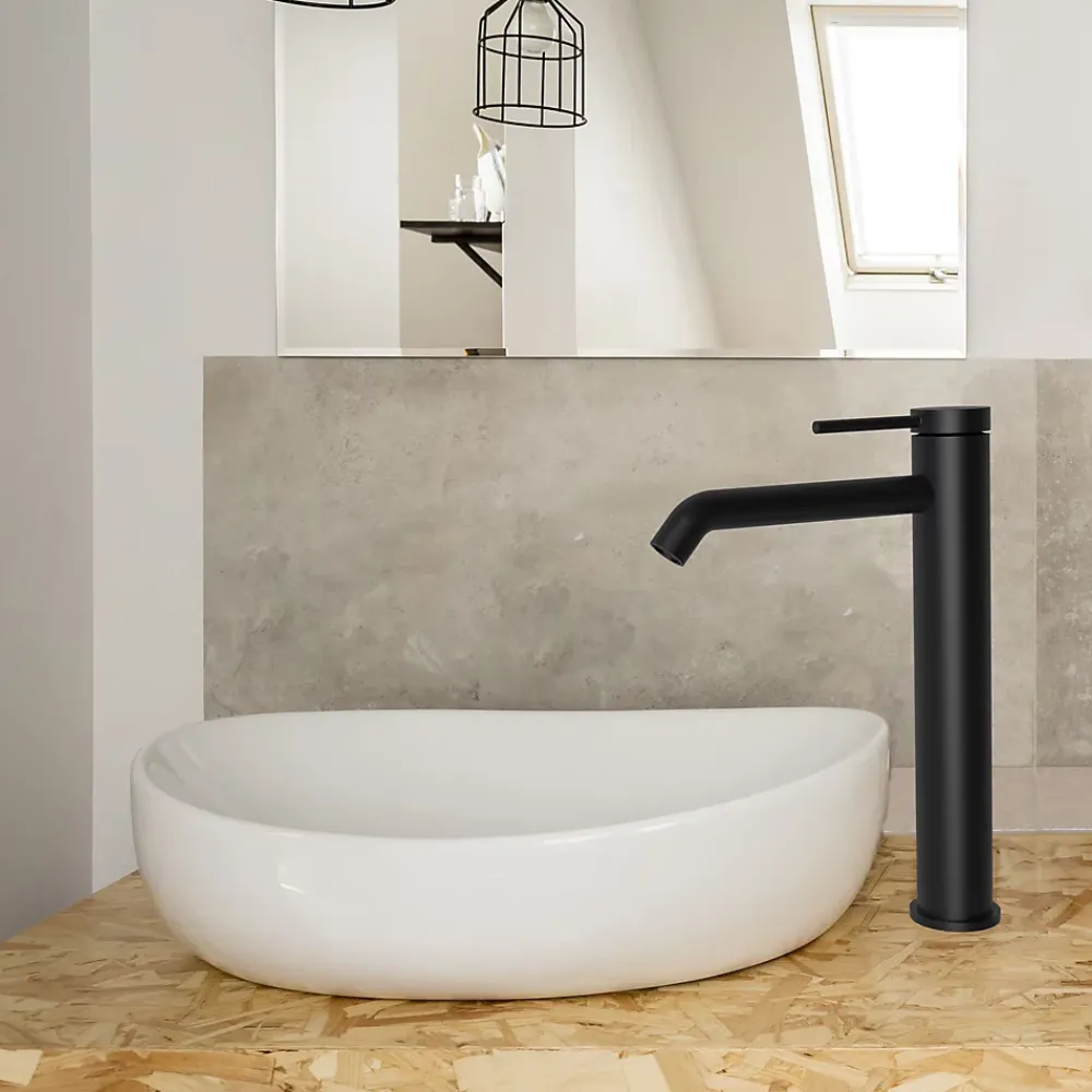 Essebagno Mitigeur de lavabo H.27,6 cm, noir, Lollipop