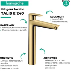 Hansgrohe Mitigeur de lavabo Talis E 240 aspect doré poli