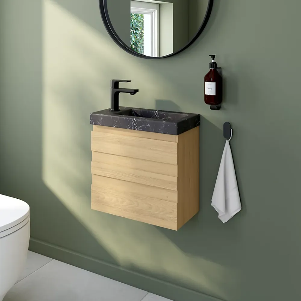Hansgrohe Mitigeur de lavabo Rebris E 80 pour lave-mains sans tirette ni vidage noir mat