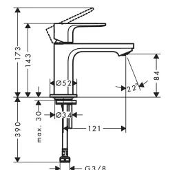 Hansgrohe Mitigeur de lavabo Rebris E 80 pour lave-mains sans tirette ni vidage noir mat