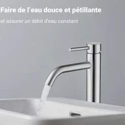 Robinet Lavabo Et Vasque|AICA Sanitaire Mitigeur de lavabo haut, acier inoxydable 304 brossé argenté, mixte froid/chaud