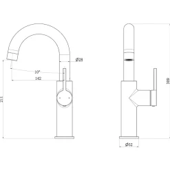 Essebagno Mitigeur de lavabo haut cuivre brossé Reflet