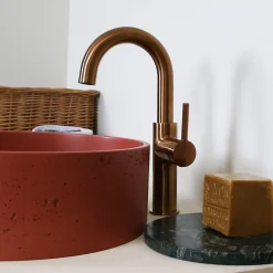 Essebagno Mitigeur de lavabo haut cuivre brossé Reflet