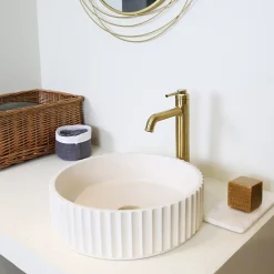 Robinet Lavabo Et Vasque|Essebagno Mitigeur de lavabo haut Or brossé Art Deco