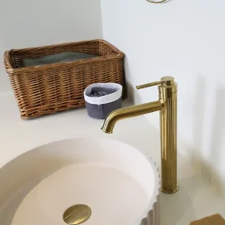 Robinet Lavabo Et Vasque|Essebagno Mitigeur de lavabo haut Or brossé Art Deco