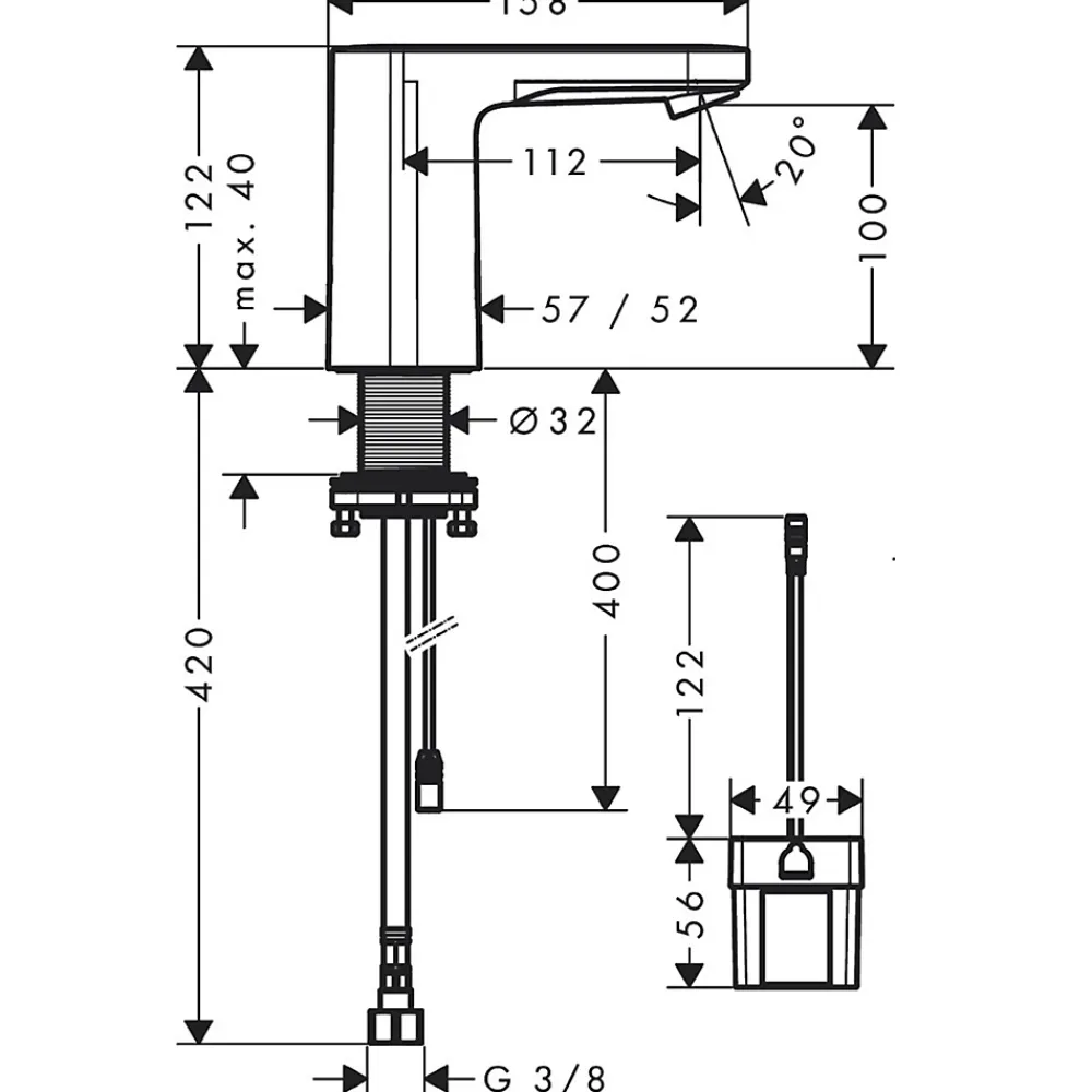 Robinet Lavabo Et Vasque|Hansgrohe Mitigeur de lavabo électronique en eau froide sur batterie, chrome, Vernis Blend