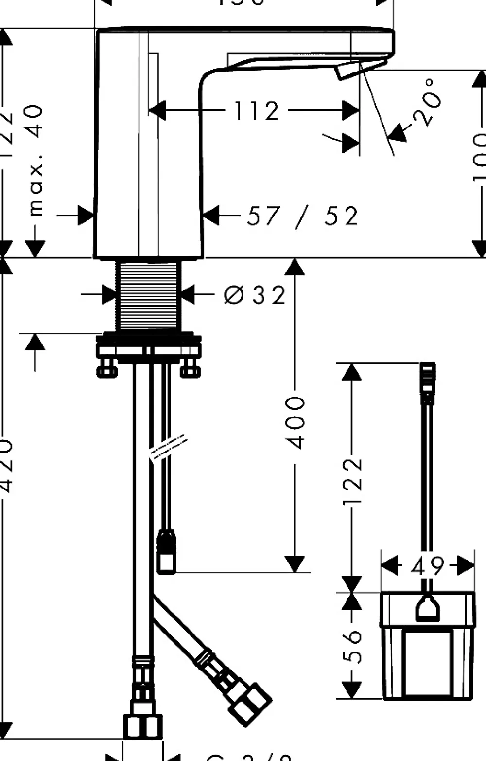 Robinet Lavabo Et Vasque|Hansgrohe Mitigeur de lavabo électronique avec pré-réglage de la température sur batterie, chrome, Vernis Blend