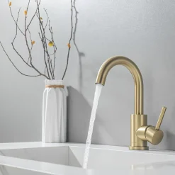 Lomazoo Mitigeur de lavabo doré Lysa