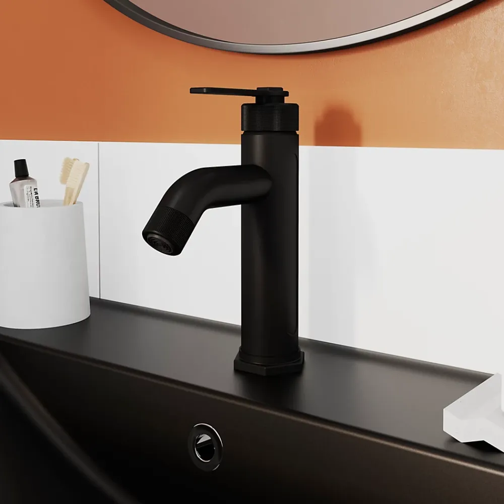 Robinet Lavabo Et Vasque|GoodHome Mitigeur de lavabo M noir mat, Selenga