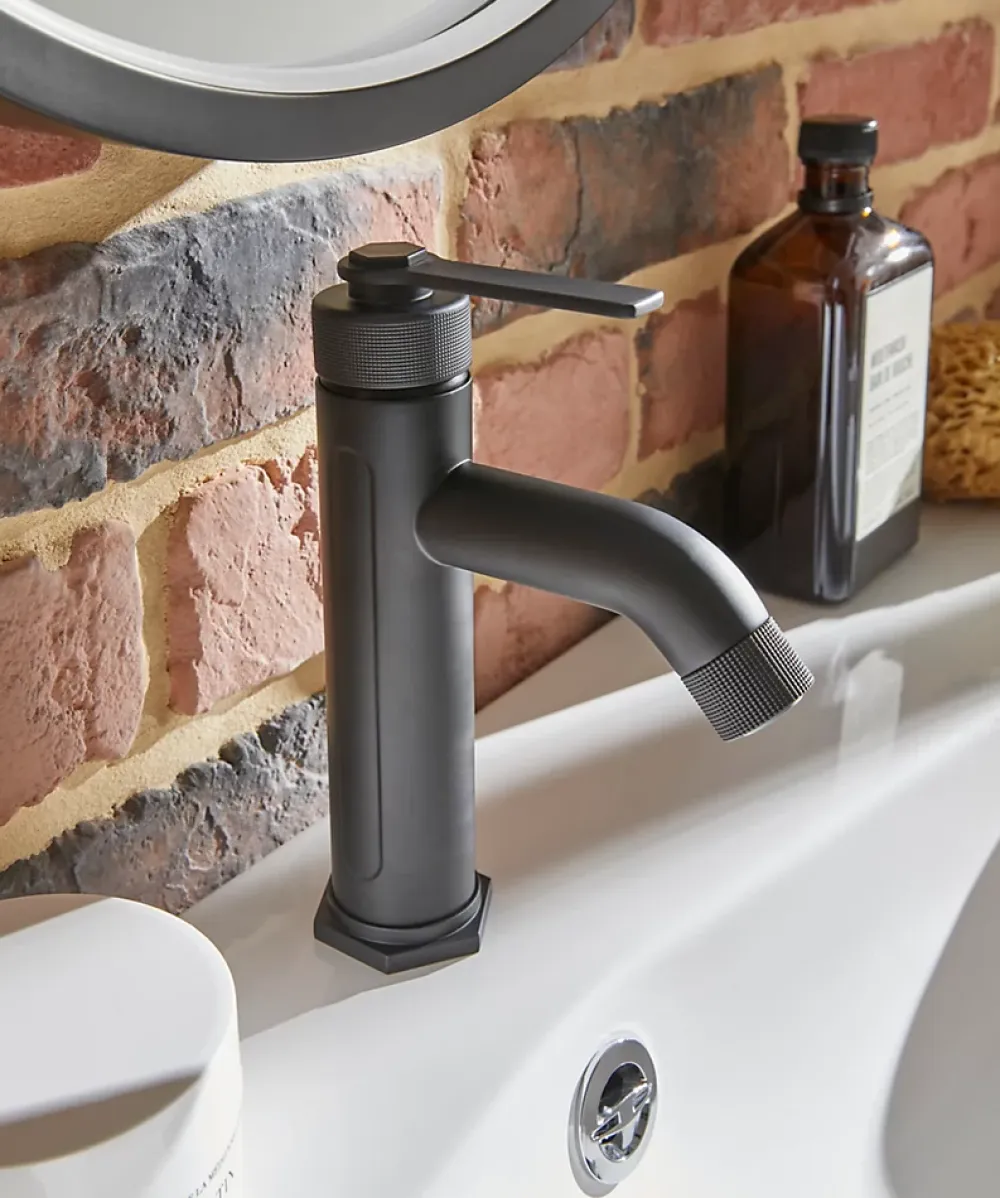 Robinet Lavabo Et Vasque|GoodHome Mitigeur de lavabo M noir mat, Selenga