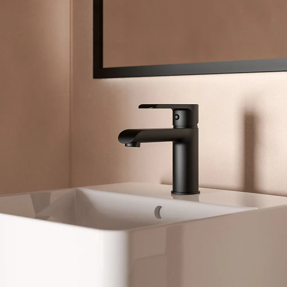 Robinet Lavabo Et Vasque|Kramer Mitigeur de lavabo mécanique H.14,6 cm, noir mat, Colors
