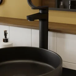 GoodHome Mitigeur de lavabo noir Cavally XL