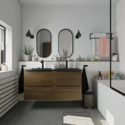 Robinet Lavabo Et Vasque|GoodHome Mitigeur de lavabo noir Sauga