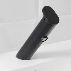 GoodHome Mitigeur de lavabo noir mat Nyasa