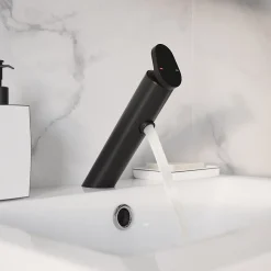 GoodHome Mitigeur de lavabo noir mat Nyasa