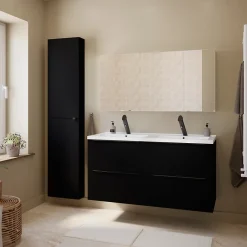 GoodHome Mitigeur de lavabo noir mat Nyasa