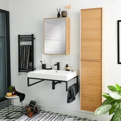 Robinet Lavabo Et Vasque|GoodHome Mitigeur de lavabo noir taille M avec bonde clic-clac, Cavally
