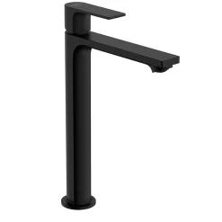 Hansgrohe Mitigeur de lavabo pour vasque à poser avec tirette et vidage noir mat, Rebris E 240 CoolStart