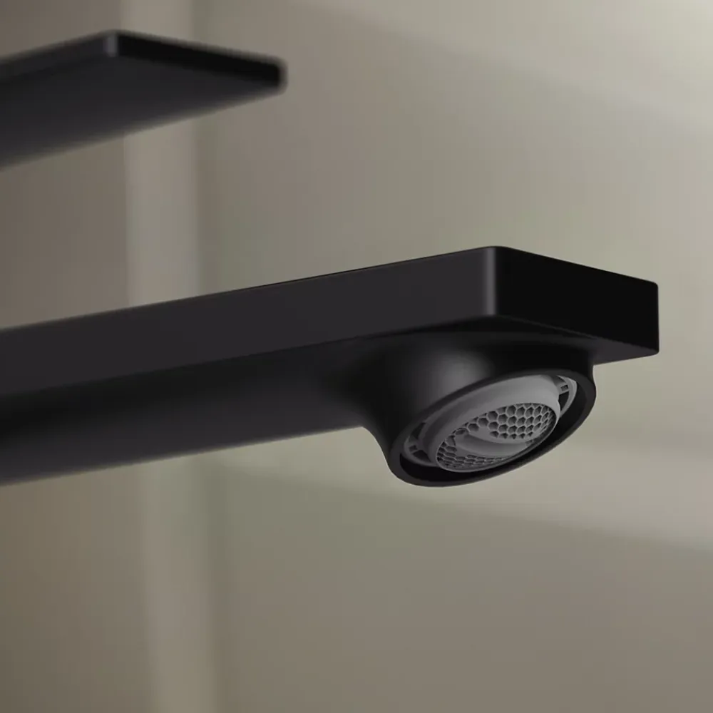 Hansgrohe Mitigeur de lavabo pour vasque à poser avec tirette et vidage noir mat, Rebris E 240 CoolStart
