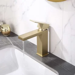 Robinet Lavabo Et Vasque|Poalgi Mitigeur de lavabo SKY BATH or brossé PVD Inox S304 série Army