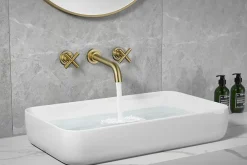 Edouard Rousseau Mitigeur de lavabo Wall en or brossé
