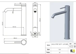 Essebagno Mitigeur de lavabo XL H.27,6 cm, cuivre, Lollipop