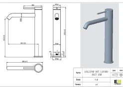 Essebagno Mitigeur de lavabo XL H.27,6 cm, chrome, Lollipop