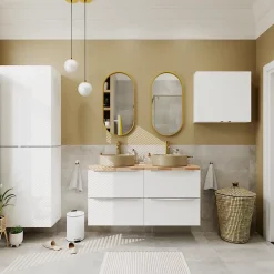 Robinet Lavabo Et Vasque|GoodHome Mitigeur de lavabo XL H.25,6 cm, doré satin, Owens