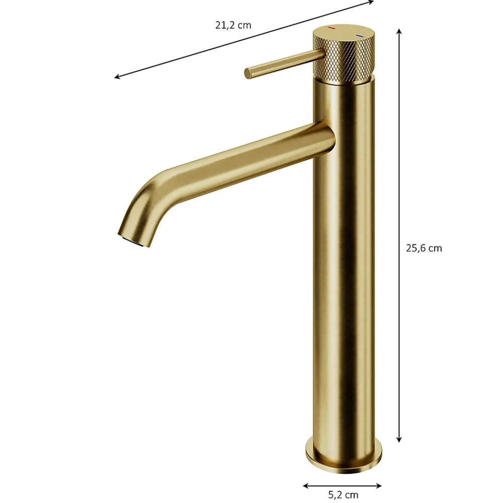 Robinet Lavabo Et Vasque|GoodHome Mitigeur de lavabo XL H.25,6 cm, doré satin, Owens