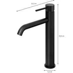 Robinet Lavabo Et Vasque|GoodHome Mitigeur de lavabo XL H.25,6 cm, noir mat, Owens