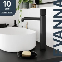 Robinet Lavabo Et Vasque|GoodHome Mitigeur de lavabo XL, noir, Levanna
