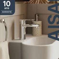 Robinet Lave-Mains|Robinet Lavabo Et Vasque|GoodHome Mitigeur de lavabo/lave-mains M, chrome, NF, Aisai