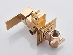 Robinet De Bidet|Signature Mitigeur Doré Encastré pour WC - Douchette Ergonomique, Résistante à la Corrosion, Installation Murale Discrète en Laiton Massif