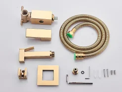 Robinet De Bidet|Signature Mitigeur Doré Encastré pour WC - Douchette Ergonomique, Résistante à la Corrosion, Installation Murale Discrète en Laiton Massif