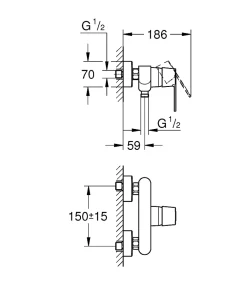 Robinet De Douche|Grohe Mitigeur douche 2 trous Get finition chromé