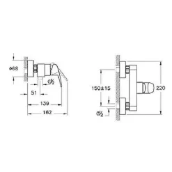 Robinet De Douche|Vitra Mitigeur douche avec cartouche 1 2 C2 ÉCO A42930EKF