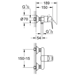 Colonne De Douche Mécanique|Grohe Mitigeur douche Bauloop monocommande et douchette Vitalio Start