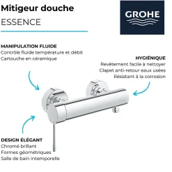 Grohe Mitigeur douche Essence Hard Graphite
